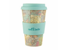 Load image into Gallery viewer, Sass &amp; Belle - Vintage Map Collage Bamboo Coffee Cup