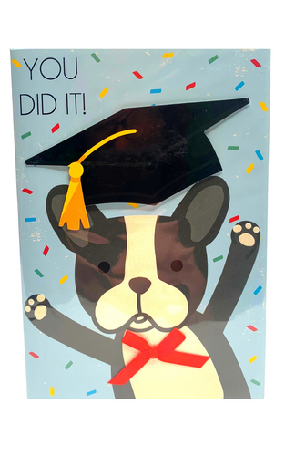 Graduation Card: French Bulldog Shiny and Embellished - You Did It!