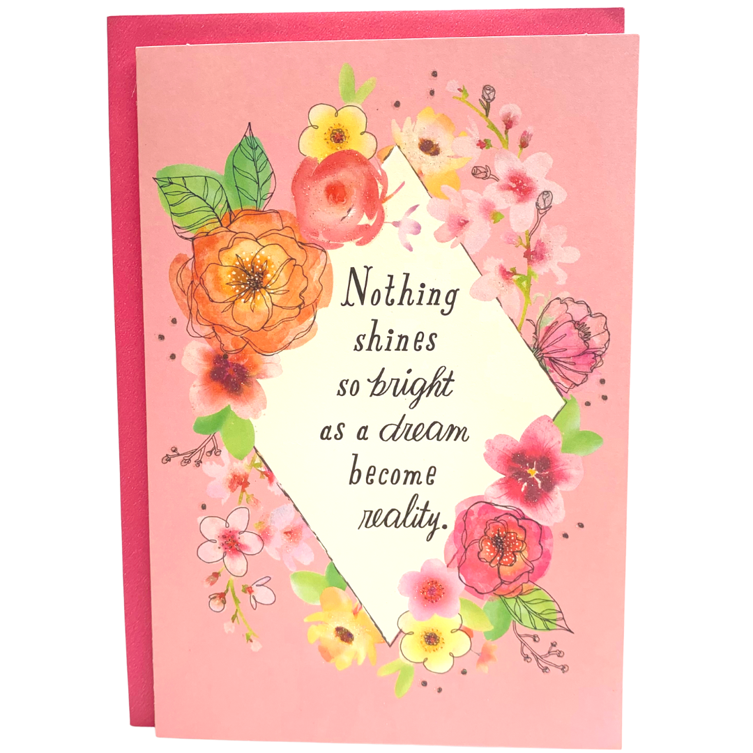 Hallmark: Congratulations - Blush Pink Glitter Dream Becomes Reality
