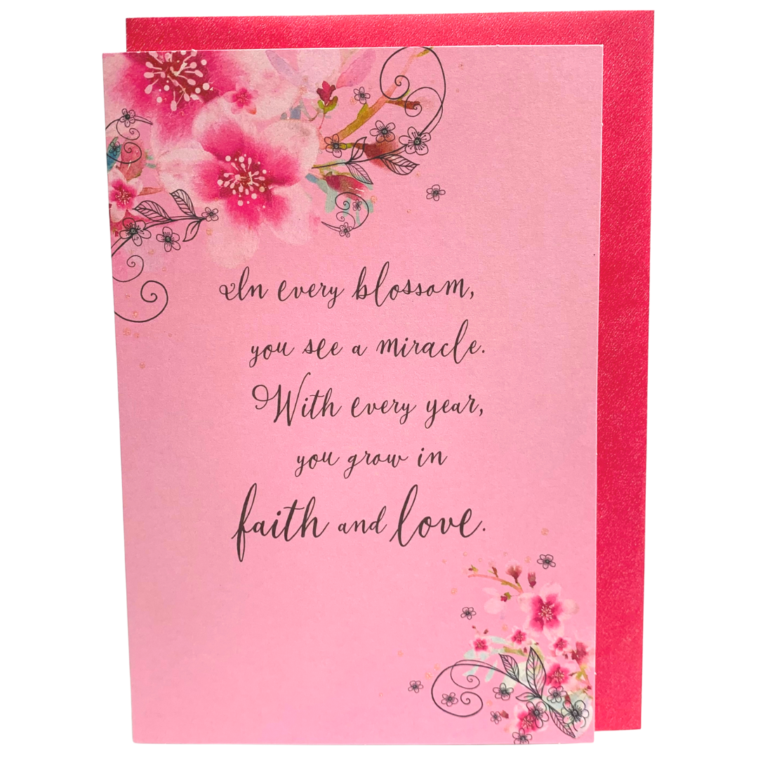 Hallmark: Happy Birthday - Blush Pink Faith and Love