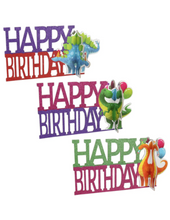 Load image into Gallery viewer, Dinosaur Themed Happy Birthday Banners, 5.5x13.6-in.