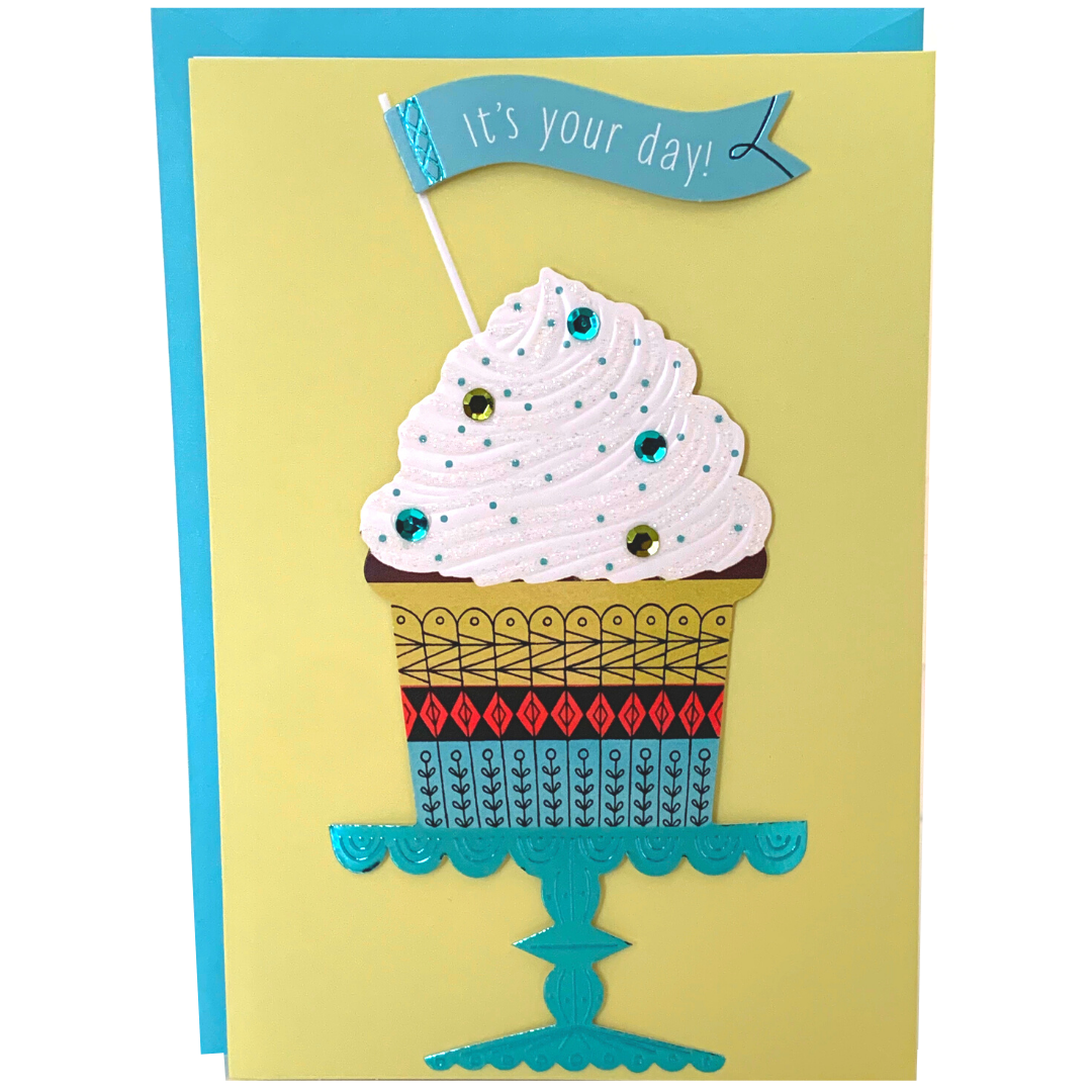 Hallmark: Happy Birthday - Bright and Glittery Birthday Cupcake!