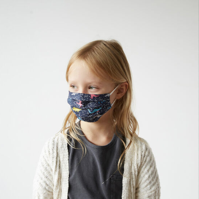Kid's Dinos in Space Cotton Face Mask (XS)