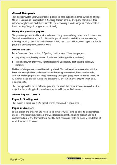 National Curriculum SATs Tests: Grammar, Punctuation and Spelling Tests (Year 2)