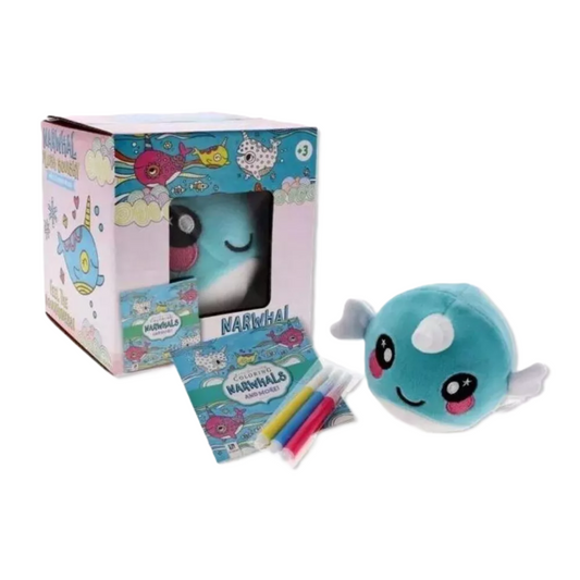 Plushie Soft Squishmallow Plush Squishy Toy Cute Blue Colouring Book & Pens