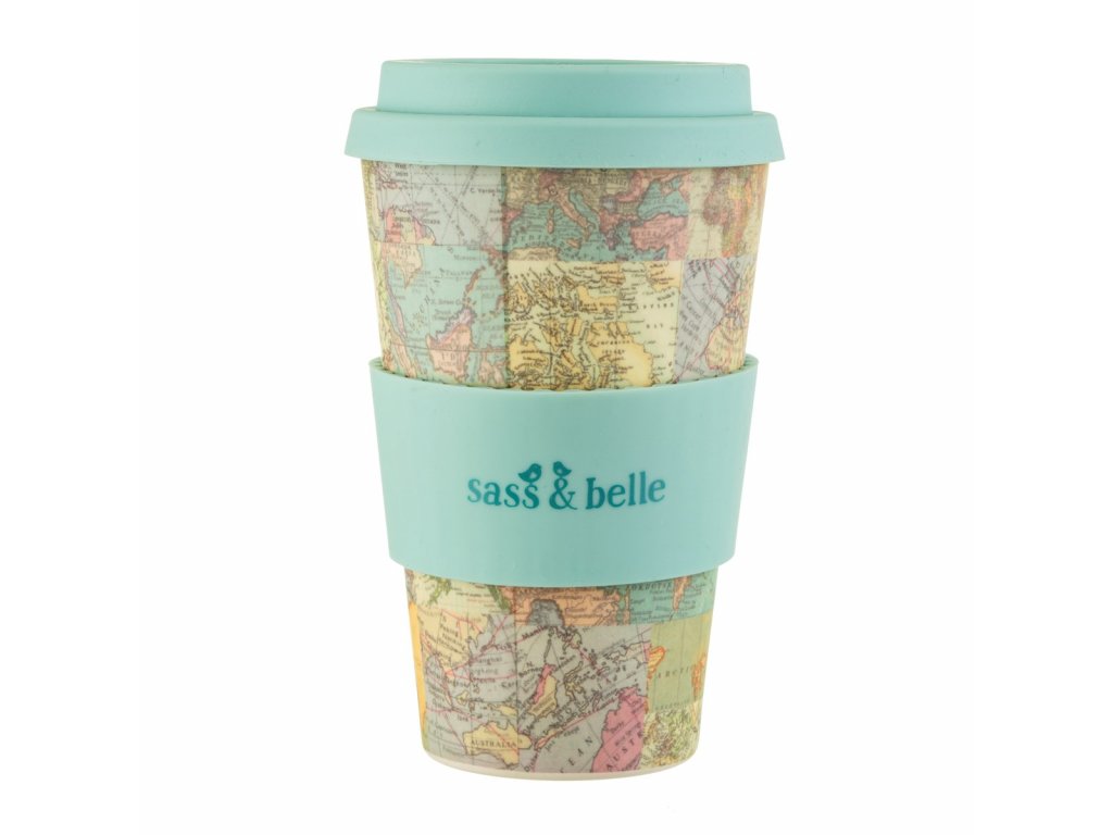 Sass & Belle - Vintage Map Collage Bamboo Coffee Cup