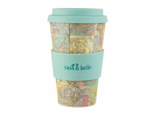 Sass & Belle - Vintage Map Collage Bamboo Coffee Cup