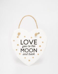 Sass & Belle - Love You to the Moon Golden Stars Heart Plaque