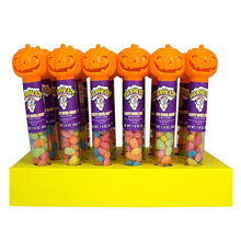 Load image into Gallery viewer, Halloween Pumpkin Tubes Toppers with WarHeads Candy, 1.6 Ounce Tubes (sold individually)