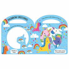 Load image into Gallery viewer, Unicorns: Peek and Find Unicorn Fun! (with die cut handle and images)
