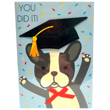 Load image into Gallery viewer, Graduation Card: French Bulldog Shiny and Embellished - You Did It!