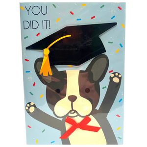 Graduation Card: French Bulldog Shiny and Embellished - You Did It!