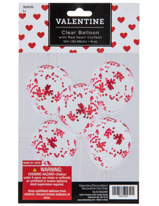 Valentine PINK Heart Confetti Balloons (8 count)