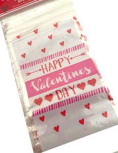 Happy Valentine's Day Treat Bags with Zip Seal (30 count)