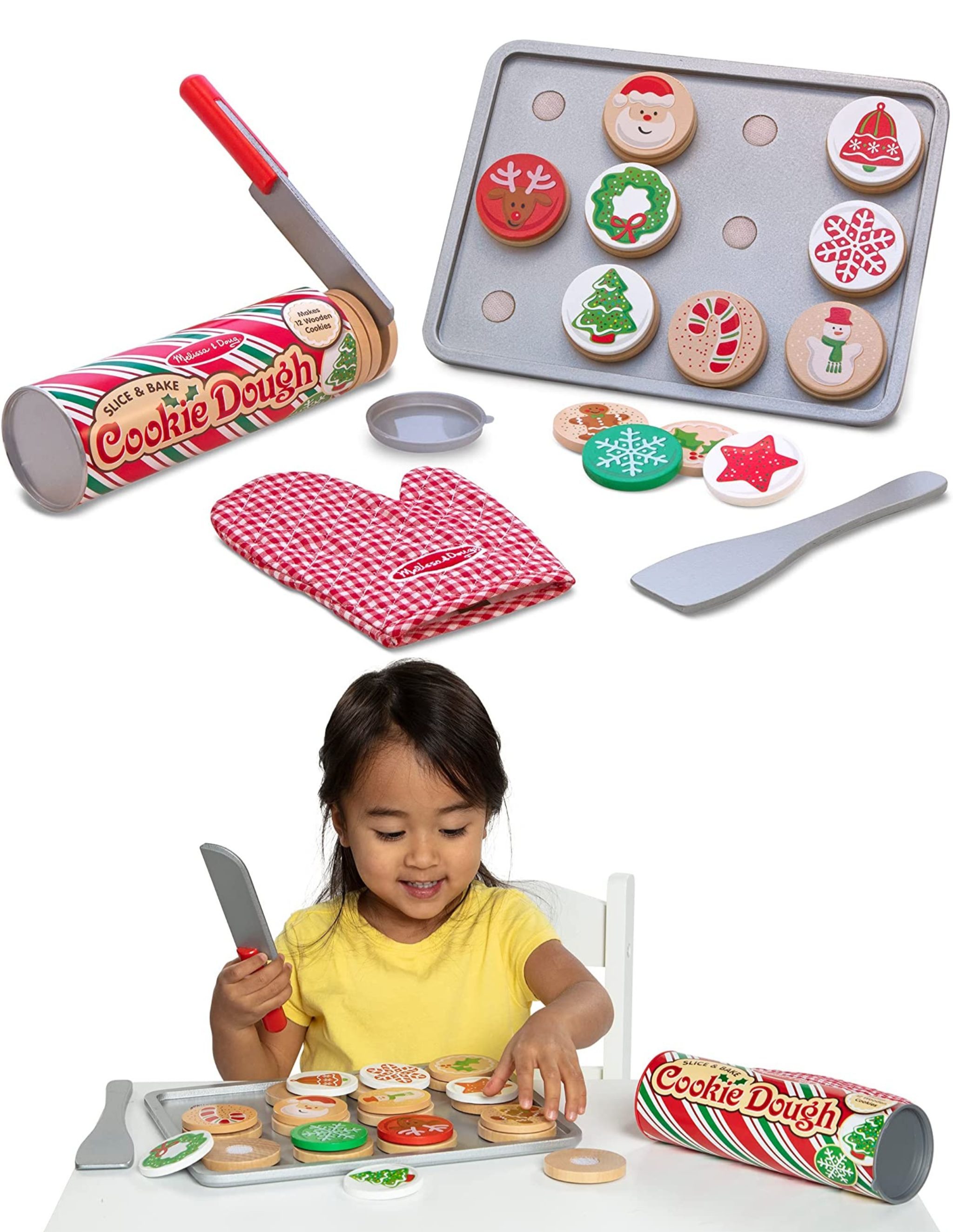 Melissa Doug Slice and Bake Wooden Christmas Cookie Play Food Set