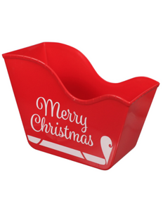 Red Plastic Santa's Sleigh Shaped Bins