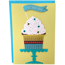 Load image into Gallery viewer, Hallmark: Happy Birthday - Bright and Glittery Birthday Cupcake!