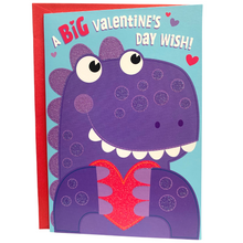 Load image into Gallery viewer, Hallmark: A Big Valentine&#39;s Day Wish! Dinosaur Card