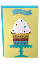 Load image into Gallery viewer, Hallmark: Happy Birthday - Bright and Glittery Birthday Cupcake!