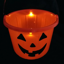 Load image into Gallery viewer, Halloween Orange Light-Up Pumpkin Trick or Treat Bucket