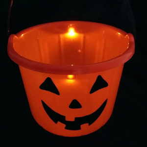 Halloween Orange Light-Up Pumpkin Trick or Treat Bucket