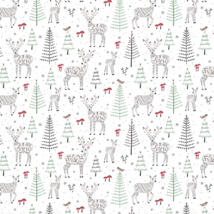 Winter Forest Folk Deer Wrapping Paper
