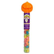 Load image into Gallery viewer, Halloween Pumpkin Tubes Toppers with WarHeads Candy, 1.6 Ounce Tubes (sold individually)