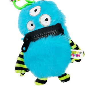 Worry Monster Plush Backpack Clippable: Blue and Green