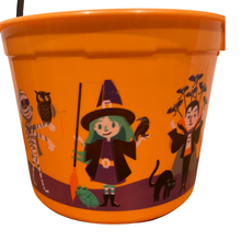 Load image into Gallery viewer, Printed Plastic Halloween Treat Pails: Spooky characters!