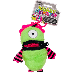 Worry Monster Plush Backpack Clippable: Pink and Green