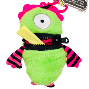 Worry Monster Plush Backpack Clippable: Pink and Green