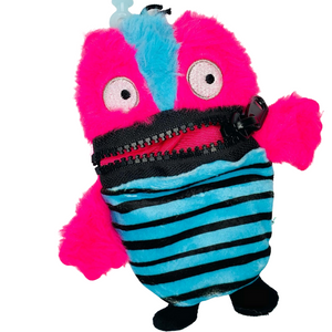 Worry Monster Plush Backpack Clippable: Pink and Blue