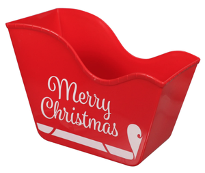 Red Plastic Santa's Sleigh Shaped Bins